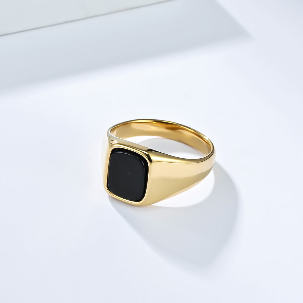Planderful Tiger's Eye Ring Titanium Steel Inlaid Unisex Modern Gem Ring For Men And Women