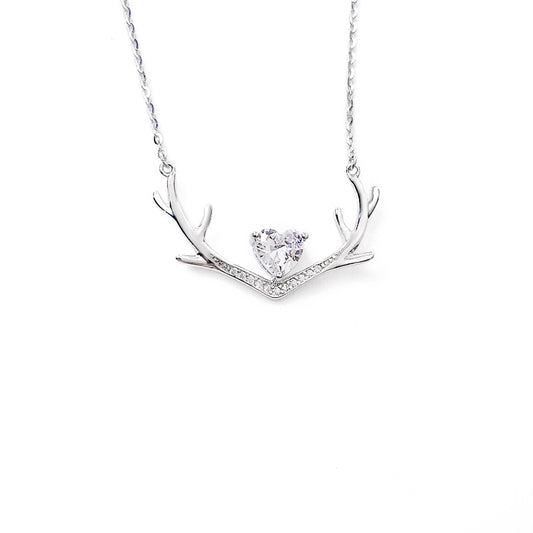 Korean Version of Love Antler Necklace S925 Silver Gift