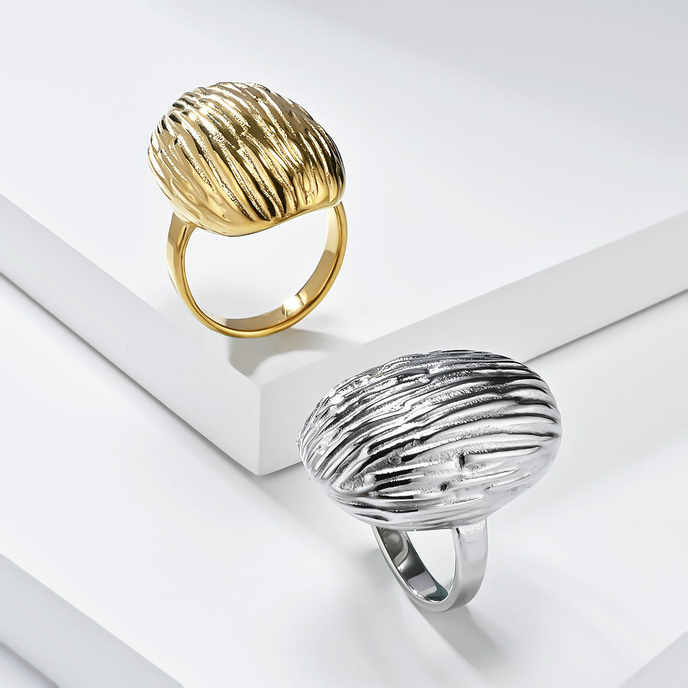 Planderful Everyday Genie Gold Plated Titanium Steel Ring For Women, Geometric European Design, Daily Wear Jewelry