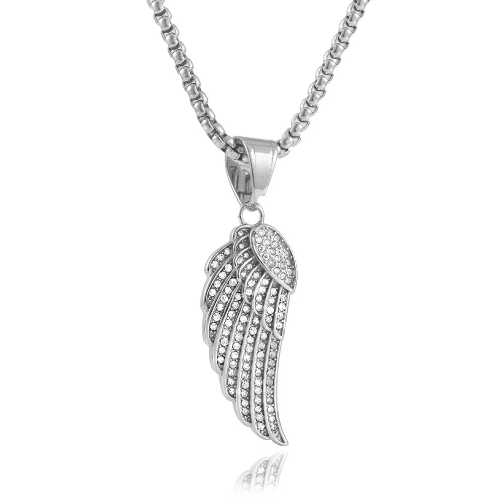 Titanium Steel Punk Retro Wing Pendant Necklace for Men and Women - Personalized Animal Feather Design