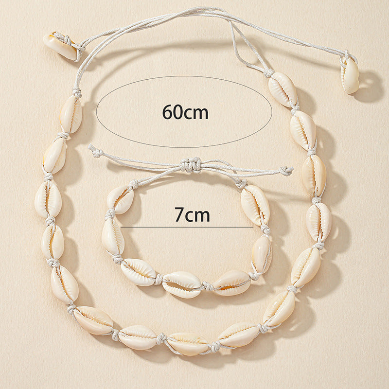 Freshwater Conch Shell Braided Rope Jewelry Set - Summer Street Style