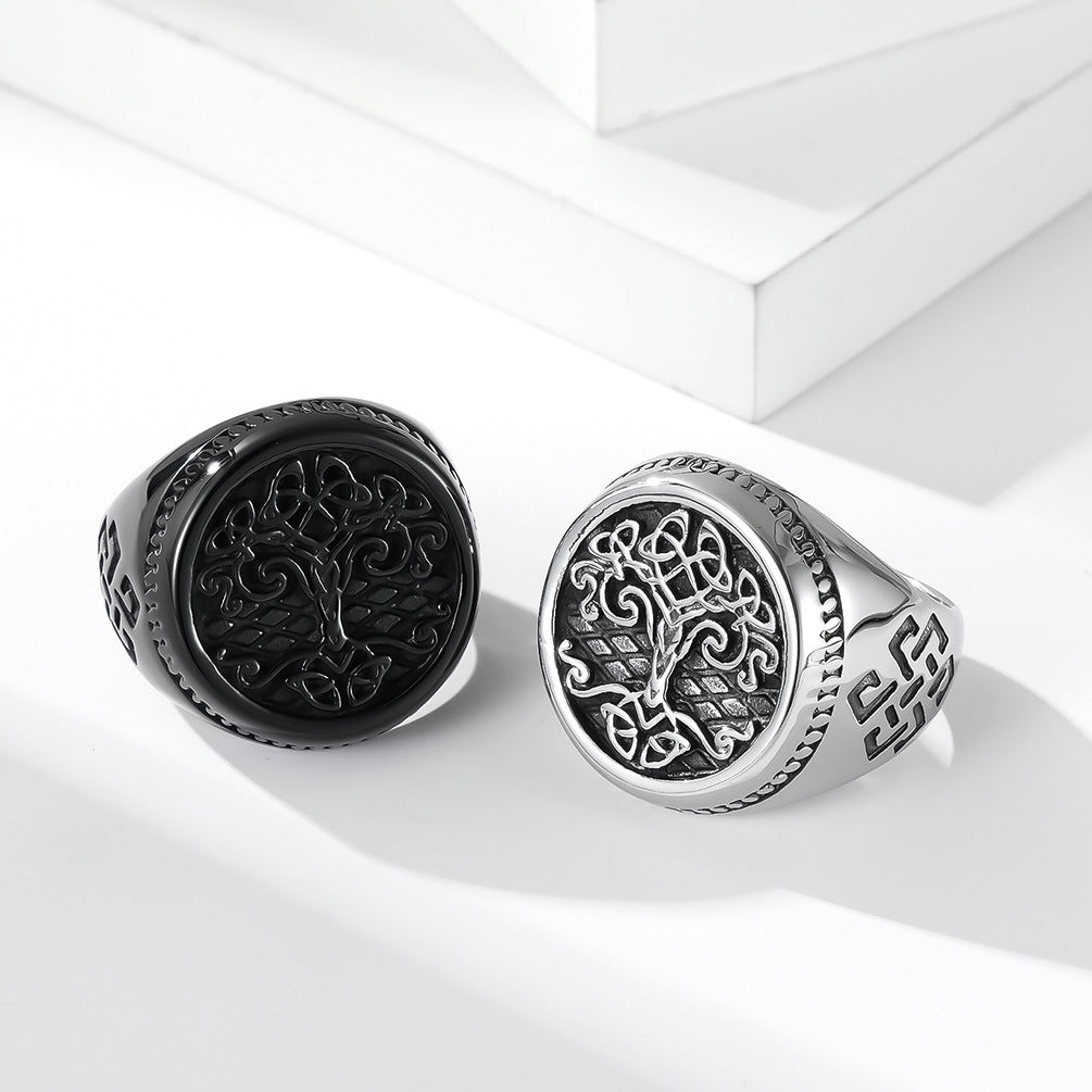 Planderful Tree Of Life Ring For Men Titanium Steel Retro Nordic Celtic Knot Everyday Genie Collection