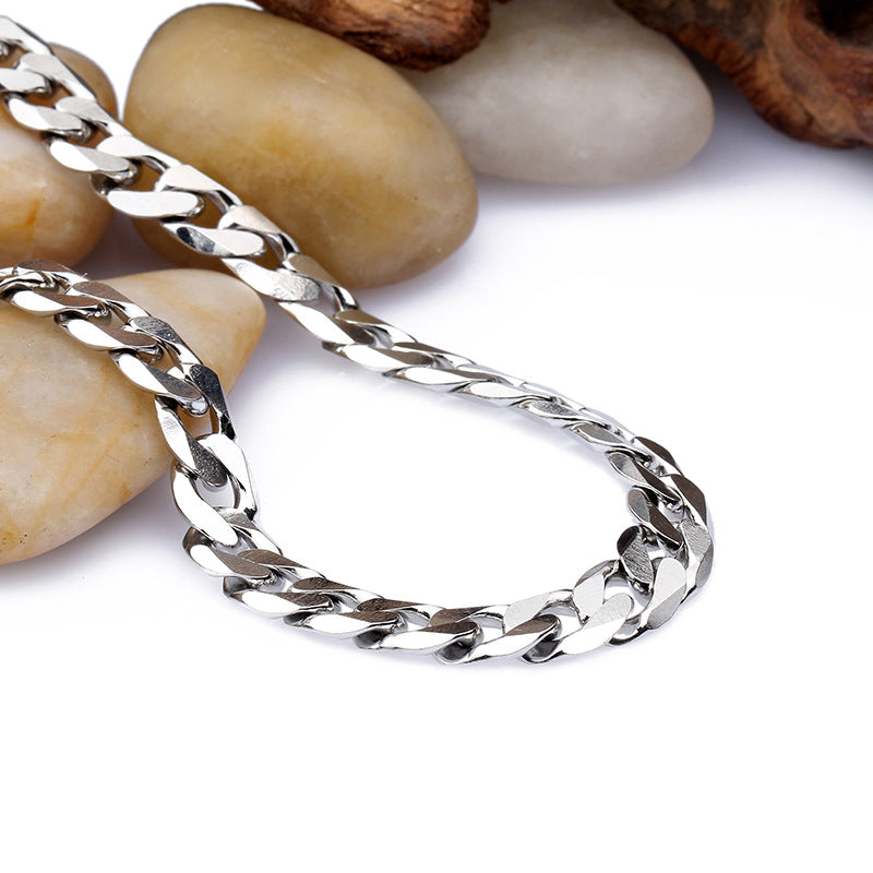 Men's Titanium Steel Necklace, Trendy Rhombus 7mm Thick Chain, Men's Necklace, Foreign Trade