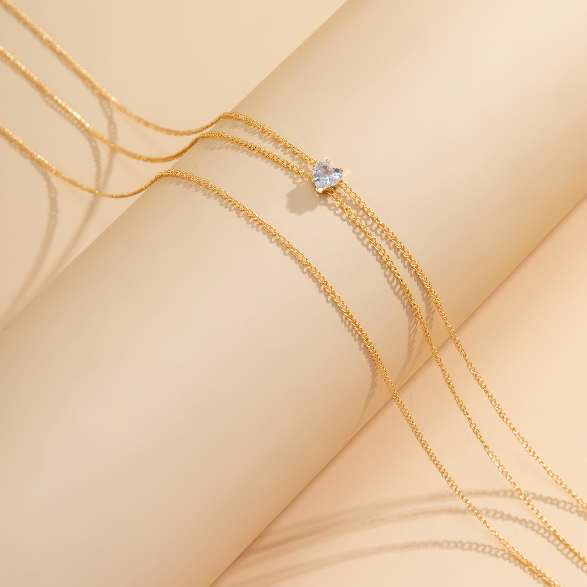 Heart-shaped Zircon Multi-layer Body Chain with Chainmail Waist Necklace