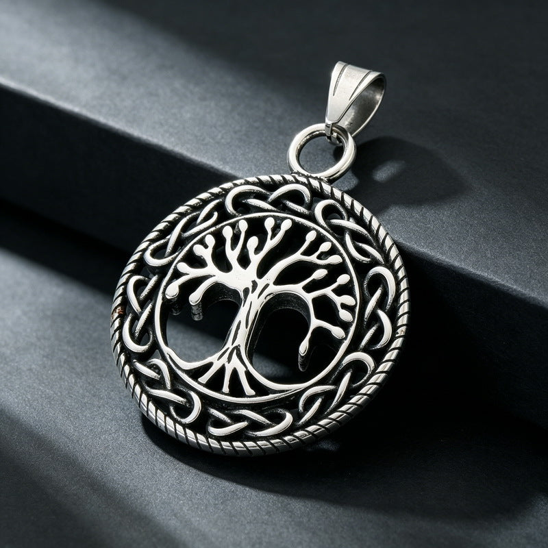 Nordic Viking Tree Of Life Pendant Retro Lion King Faucet Compass Stainless Steel Necklace