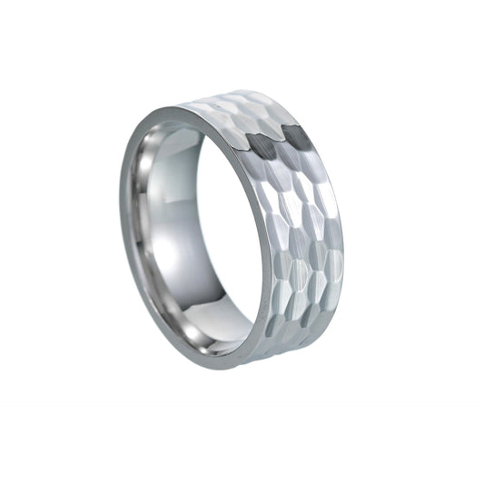 Vintage Titanium Steel Ring with Embossed Patterns for Men - Stylish Amazon Jewelry