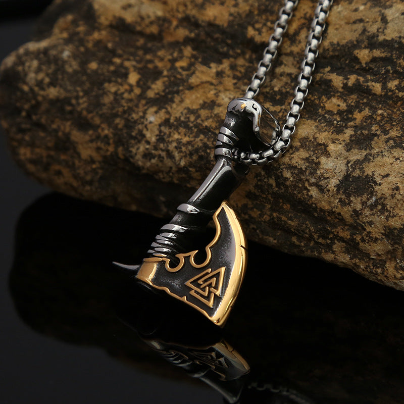 Cross-Border Creative Men's Stainless Steel Axe Pendant Necklace