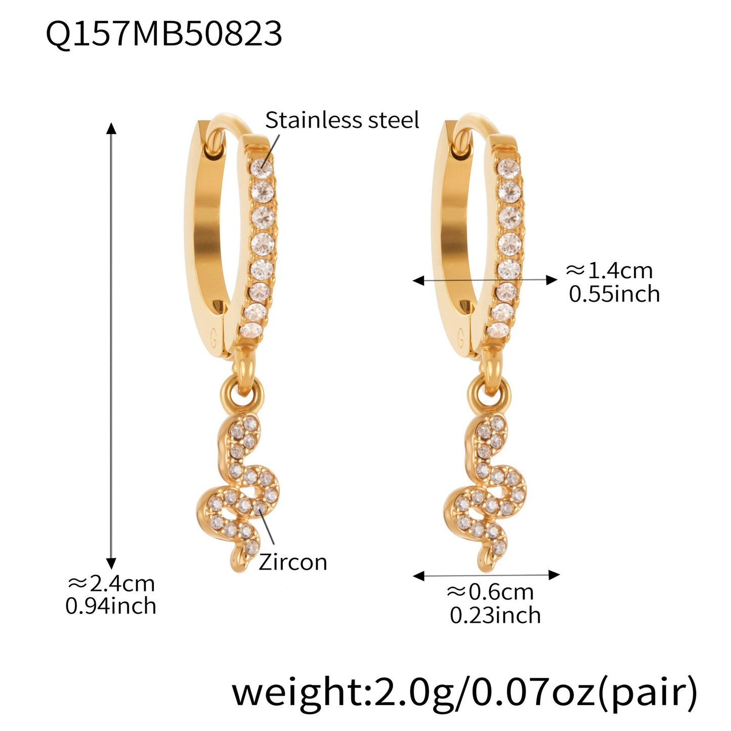 Planderful Zircon Earrings Exquisite Gold Plated For Women