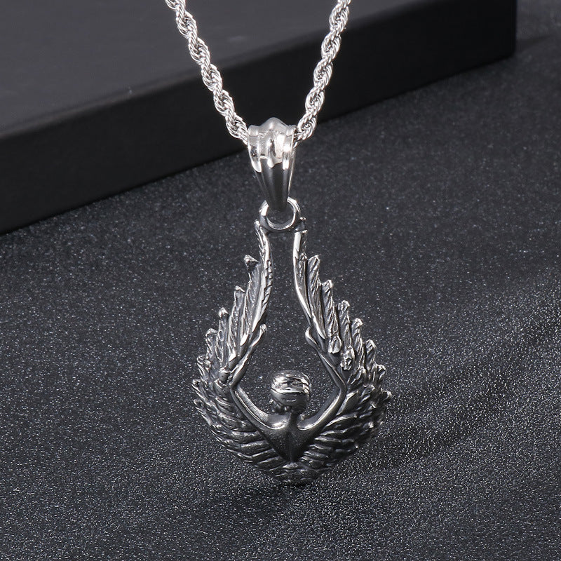 Urban Retro Angel Wings Titanium Steel Pendant for Him