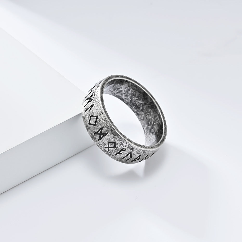 Planderful Viking Ring Luhn Rune Titanium Steel Band For Men Bold Neutral Style Everyday Genie
