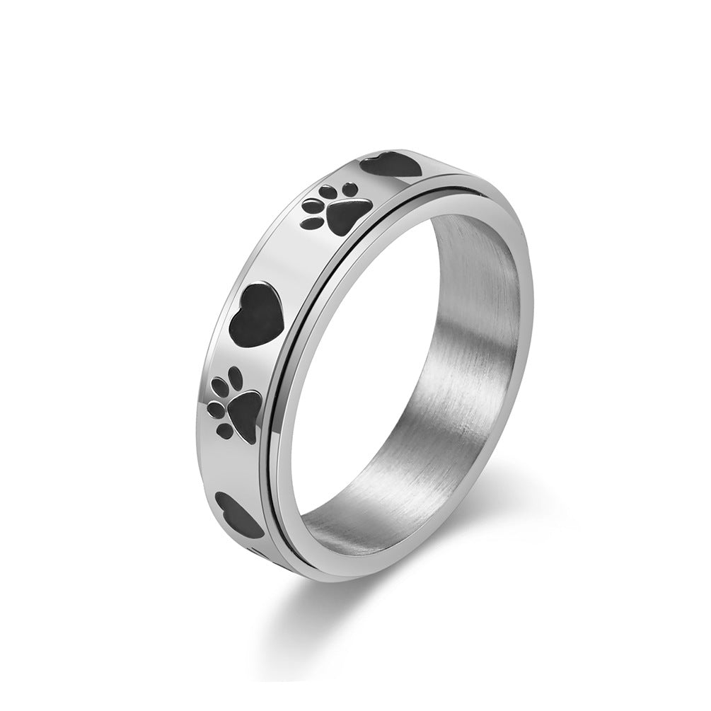 Cross-Border Neutral Wind Cute Puppy Palm Print Ring Jewelry