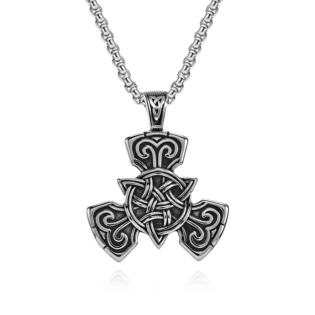 Planderful Viking Pendant Necklace For Men Stainless Steel Celtic Knot Nordic Jewelry