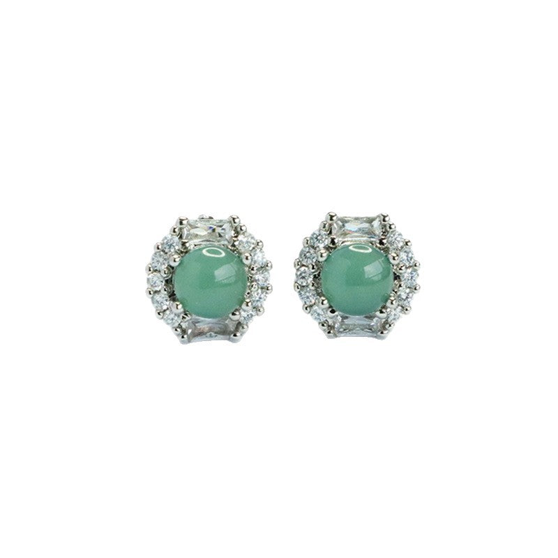 Blue-Water Jadeite Sunlit Stud Earrings