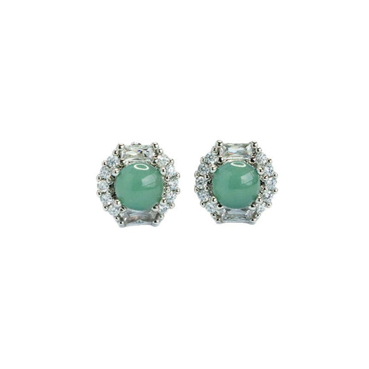 Blue-Water Jadeite Sunlit Stud Earrings
