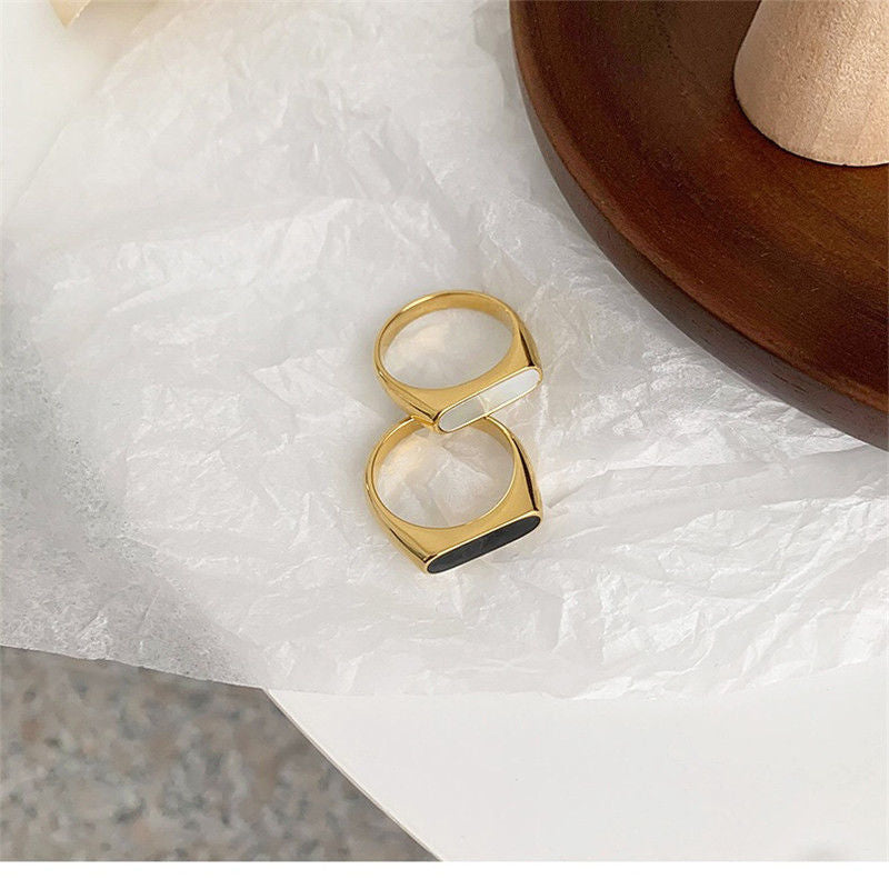 Geometric Shell Ring Titanium Steel Durable For Women Unisex Trend Planderful Everyday Genie Jewelry