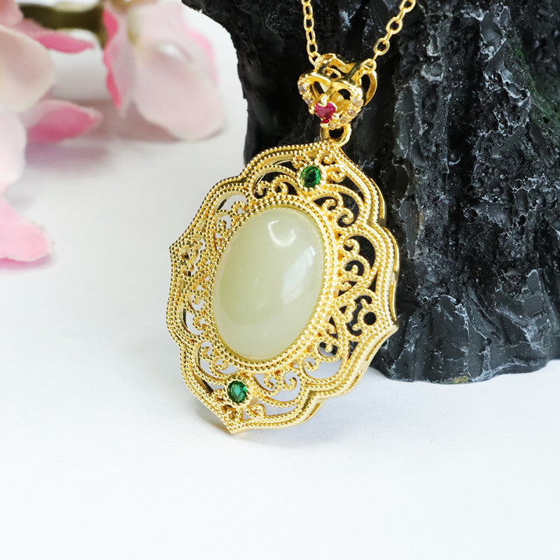 Jade Fortune's Favor Sterling Silver Pendant