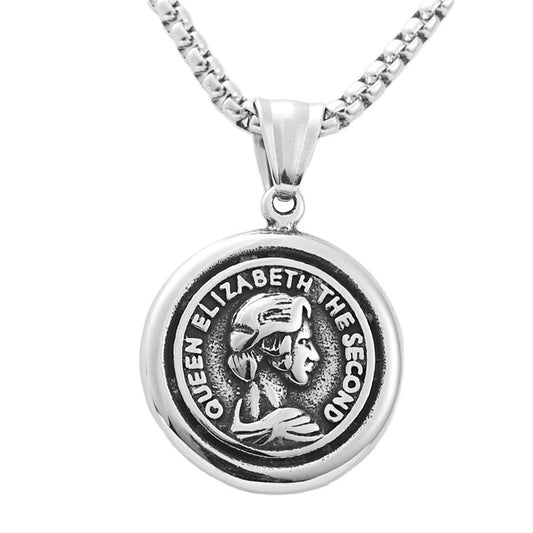Personalized Titanium Steel Queen Head Pendant Necklace for Men and Women - Retro Punk Style