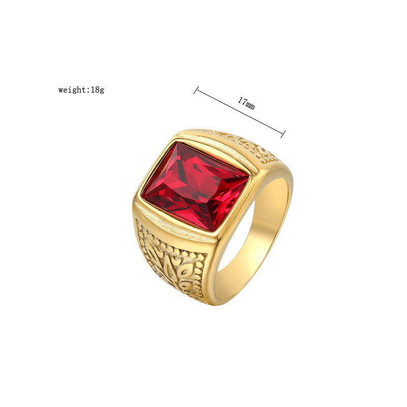 Planderful Gold Plated Zircon Ring Durable Titanium Steel Unisex European American Style Everyday Genie Premium