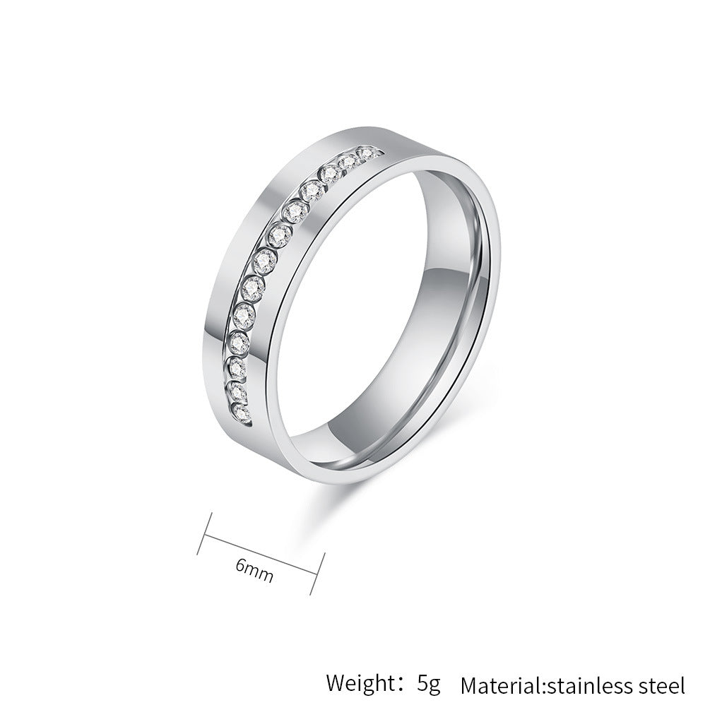 Planderful Durable Stainless Steel Zircon Ring For Men And Women Everyday Genie Couples Wedding Band