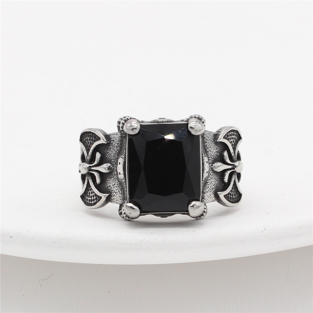 Planderful Viking Axe Ring Zircon Unisex Retro Steel Jewelry For Men And Women Wearable Statement