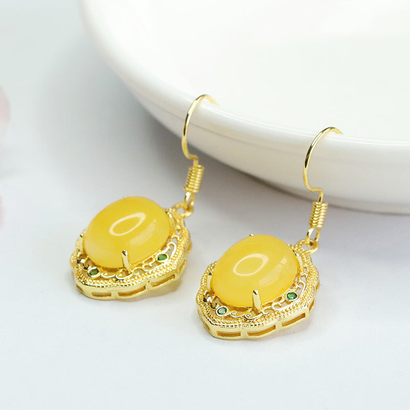 Beeswax Amber Openwork Drop Earrings