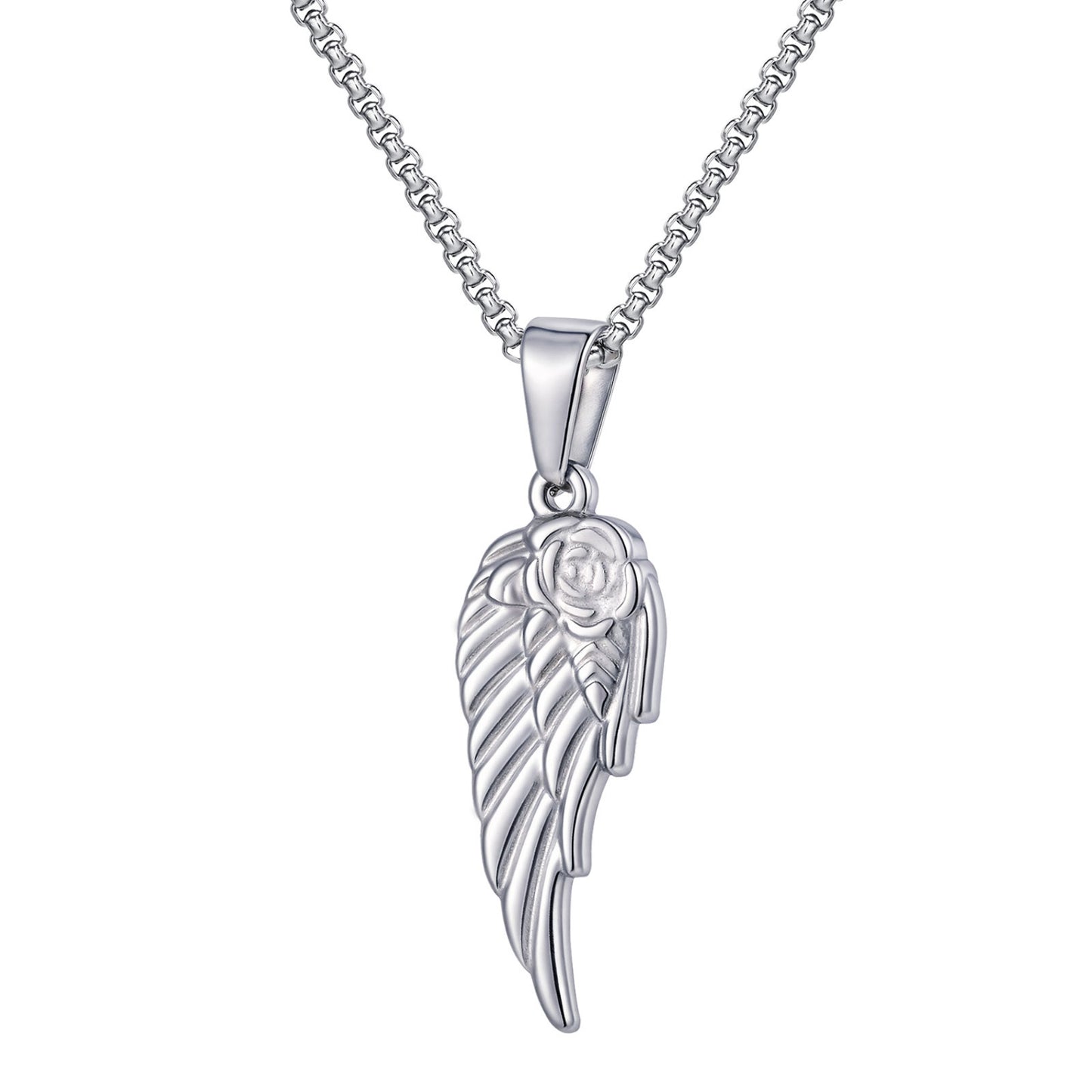Planderful Mens Personalized Rose Wing Pendant Necklace