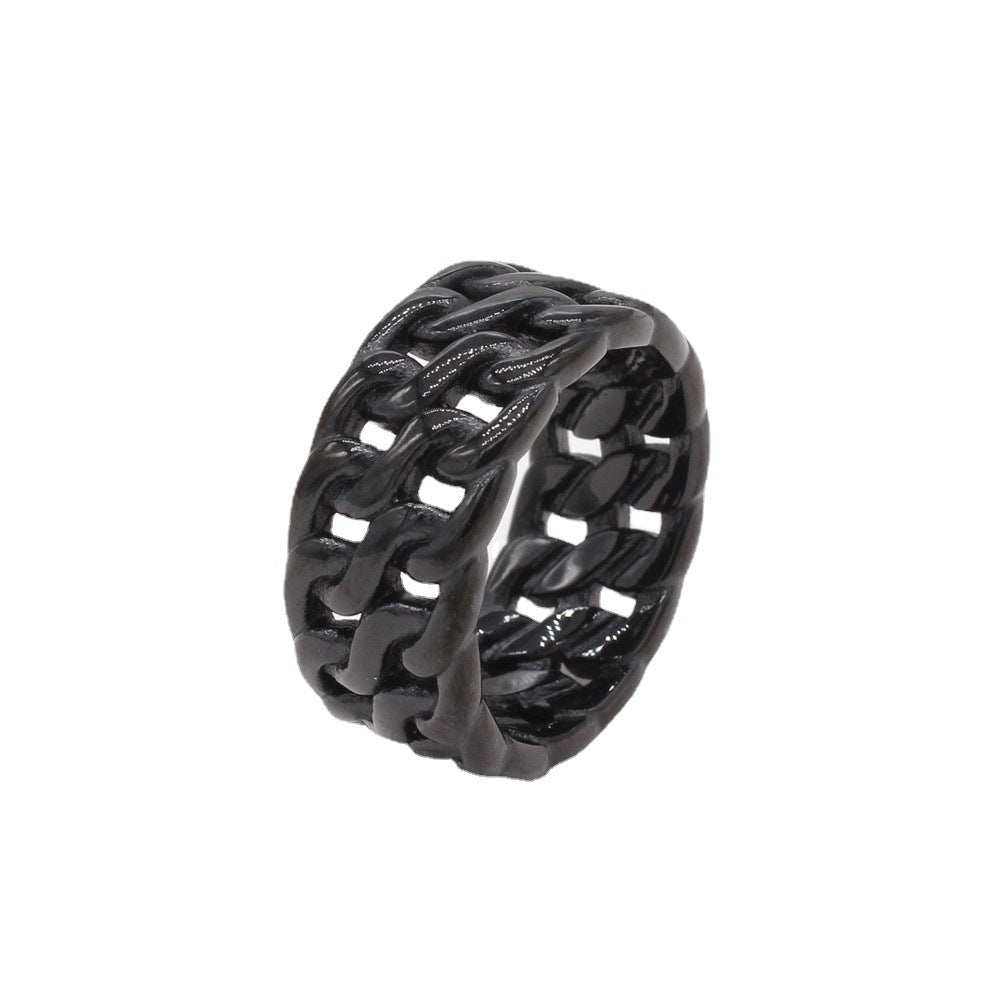 Men's Retro Titanium Steel Ring with Chain Design
