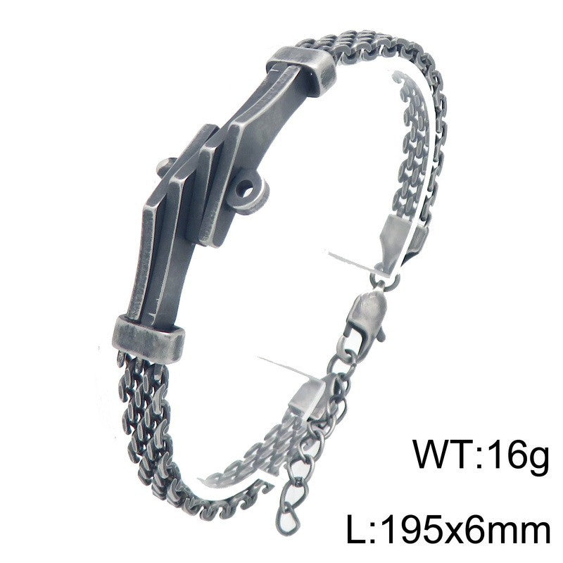 Extension Chain Bracelet Irregular Horseshoe Bent Mesh Cuban Chain Stainless Steel