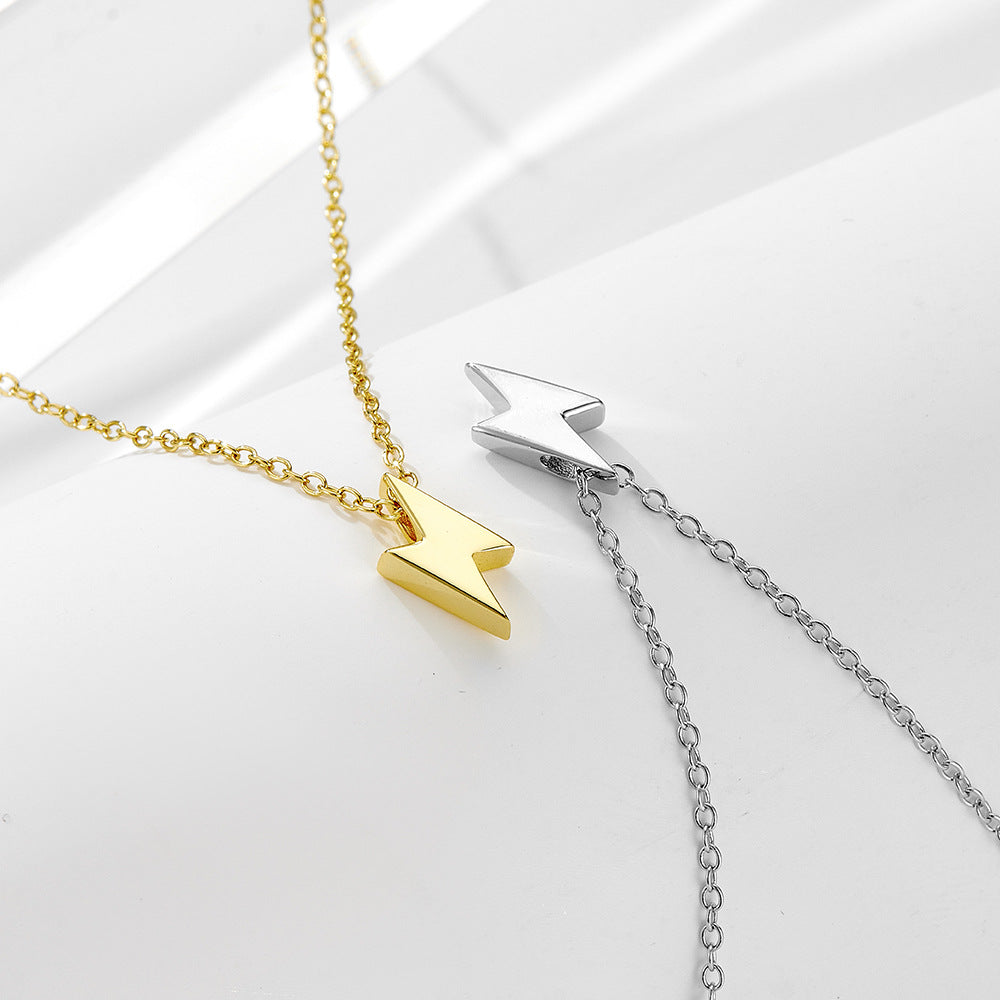 S925 Sterling Silver Mini Lightning Pendant Necklace