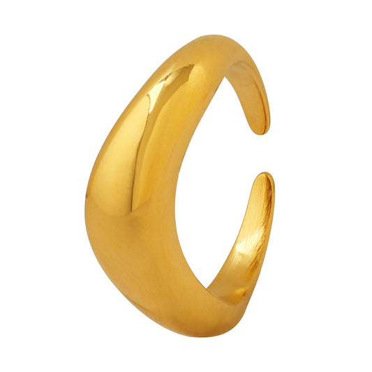 18K Gold Plated Korean Fashion Ring with Unique Curved Design