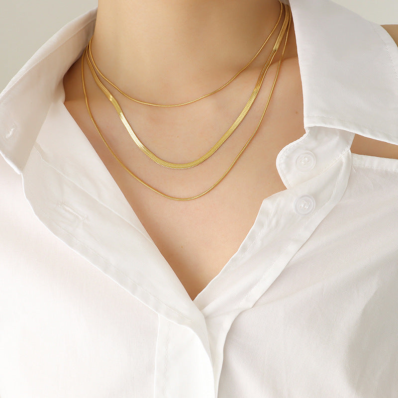 Luxury Triple Layered Necklace with Blade Design - Elegant Clavicle Chain