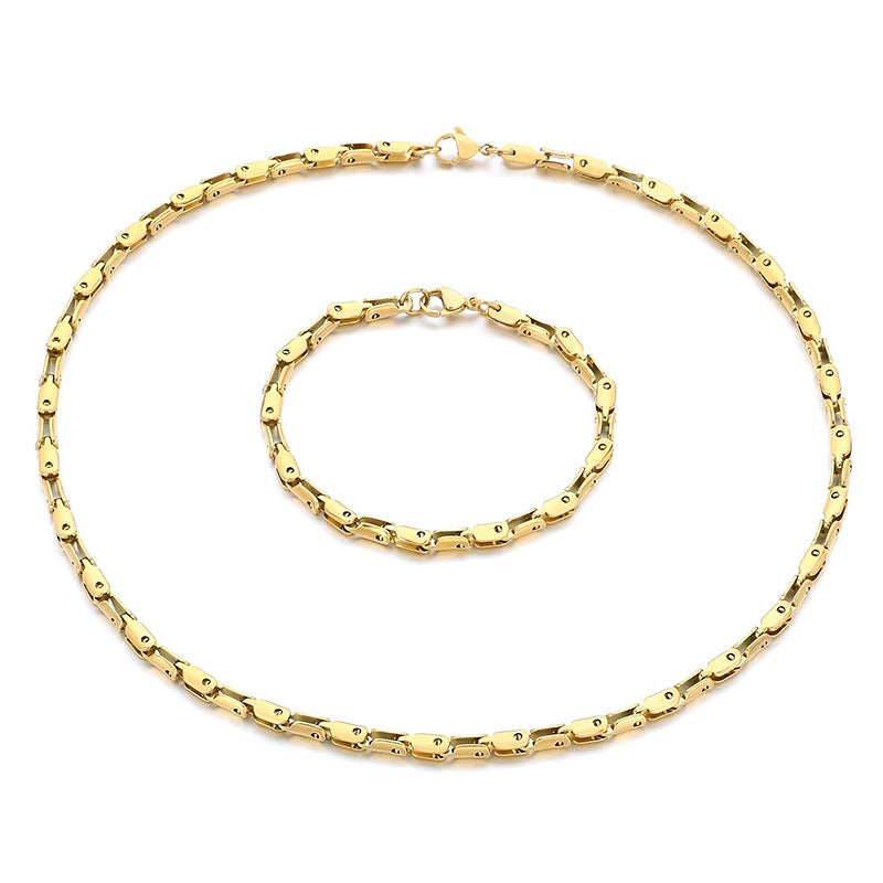 Simple Versatile Japanese Buckle Titanium Men Bracelet Set