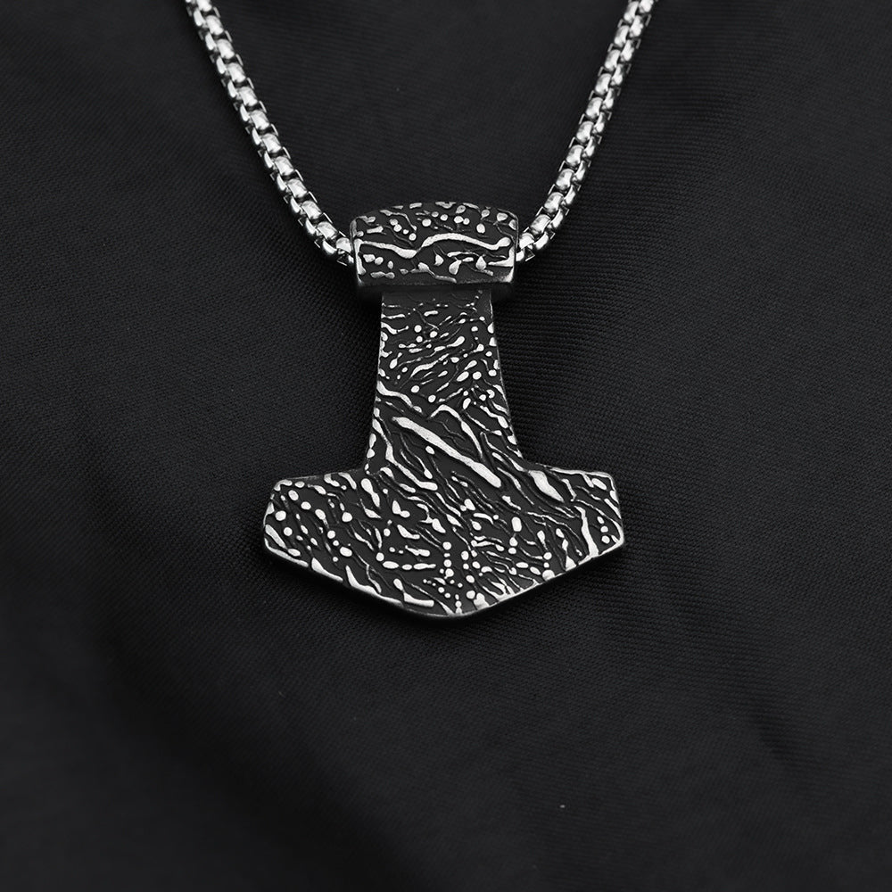 European And American Jewelry Wholesale Titanium Steel Men's Pendant Stainless Steel Necklace Retro Viking Hammer