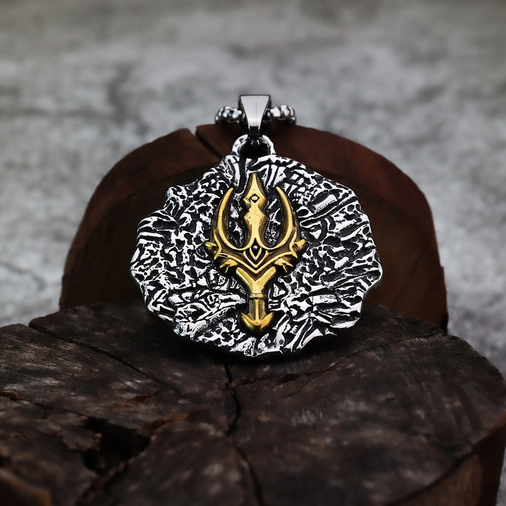 Personalized Poseidon Trident Eye of Horus Pendant Necklace