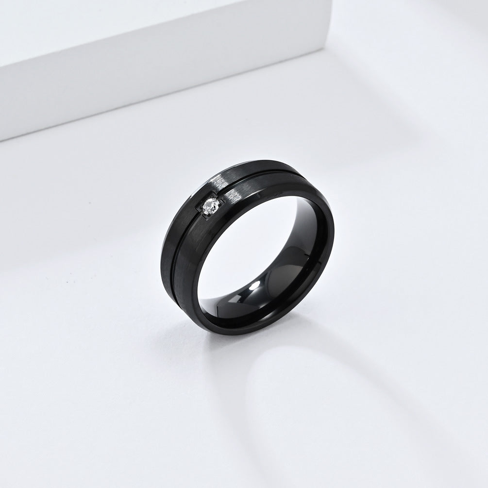 Planderful Titanium Steel Ring For Men With Zircon Inlay Minimalist Wedding Band Everyday Genie Collection