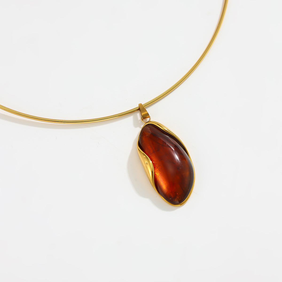 Stainless Steel Short Choker Collar Retro Street Smudged Gem Necklace Necklace