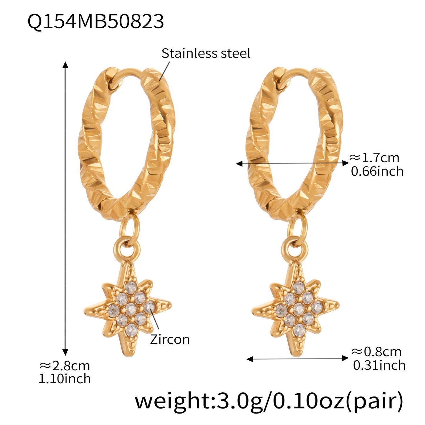 Planderful Zircon Earrings Exquisite Gold Plated For Women