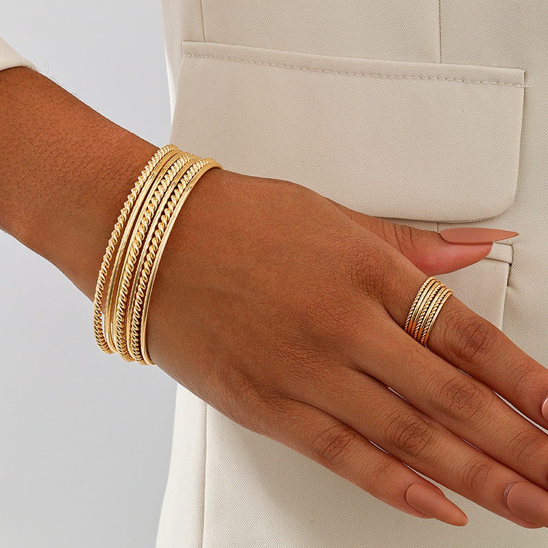 Metal Multi-Layer Bracelet Ring Set for Women by Planderful