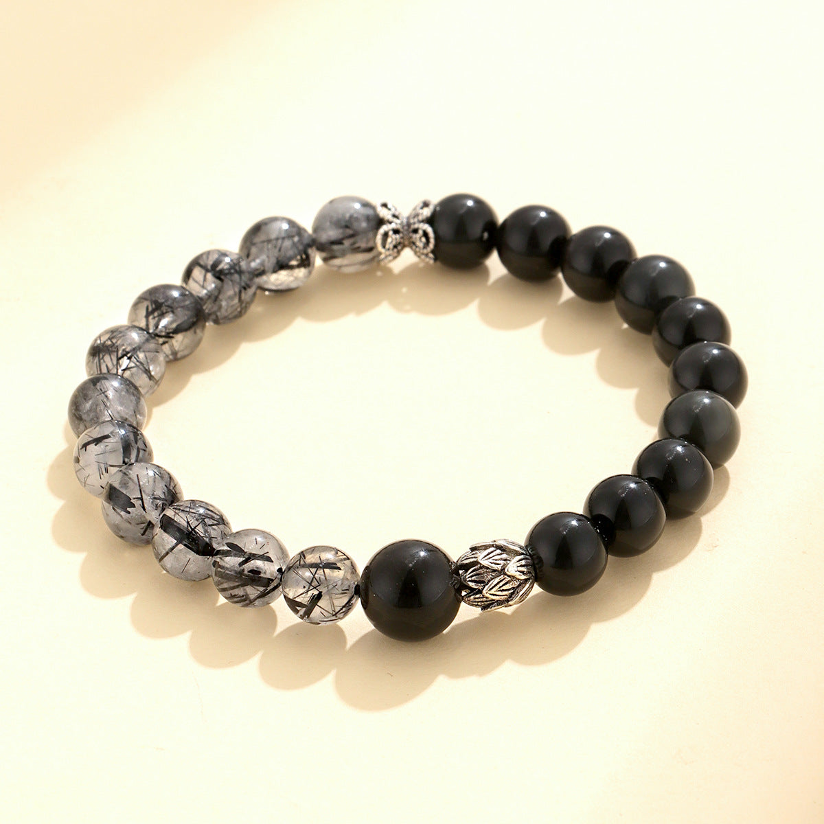 Obsidian Couple Bead Bracelet
