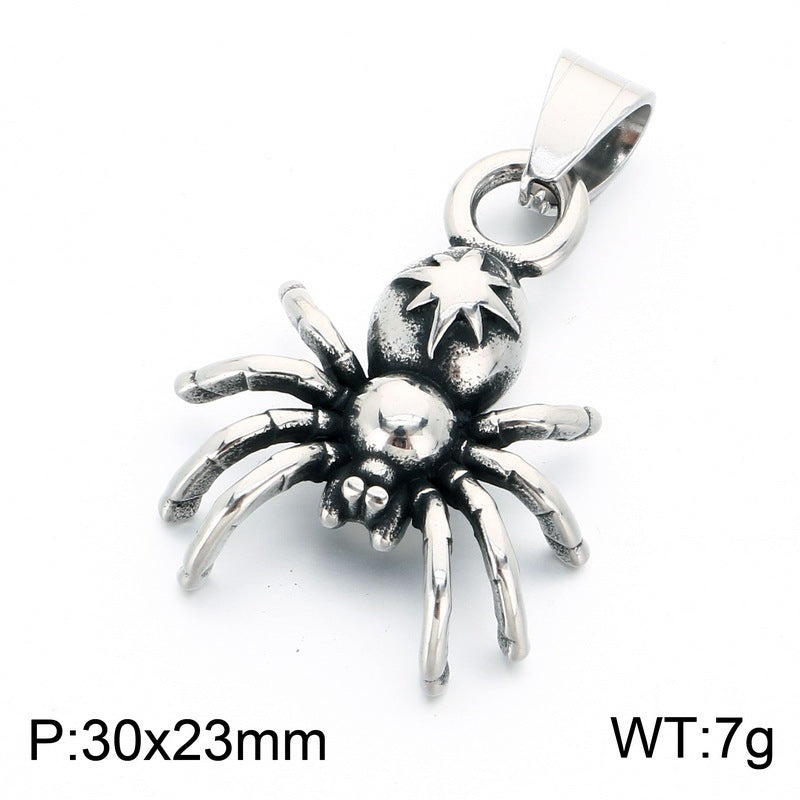 Halloween Diablo Skull Spider Web Pendant Diablo Old Gothic Spider Men's Stainless Steel Necklace