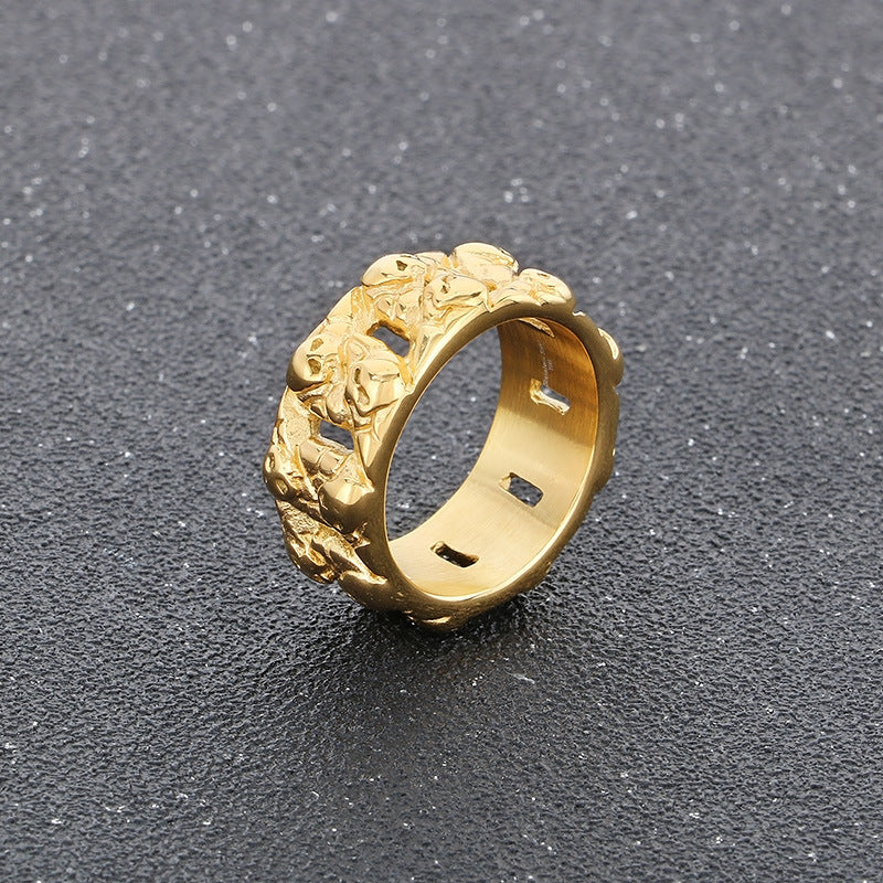 Planderful Skull Ring Men Edgy Stainless Steel Punk Style