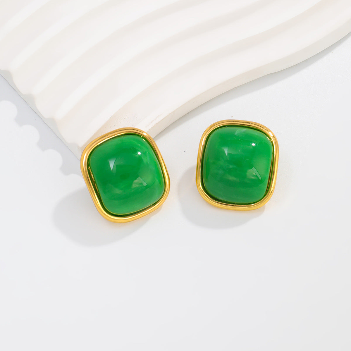 Planderful Vienna Verve Macaron Color Smudge Stud Earrings Stainless Steel For Women Retro Chic Statement Jewelry
