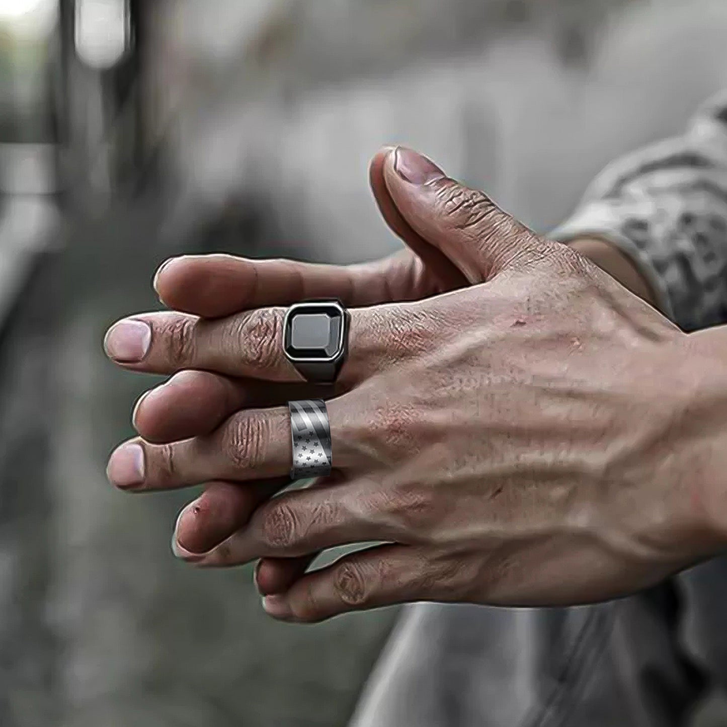 Planderful Everyday Genie Mens Hip Hop Ring Set 4 Piece Stainless Steel Fade Resistant Unisex