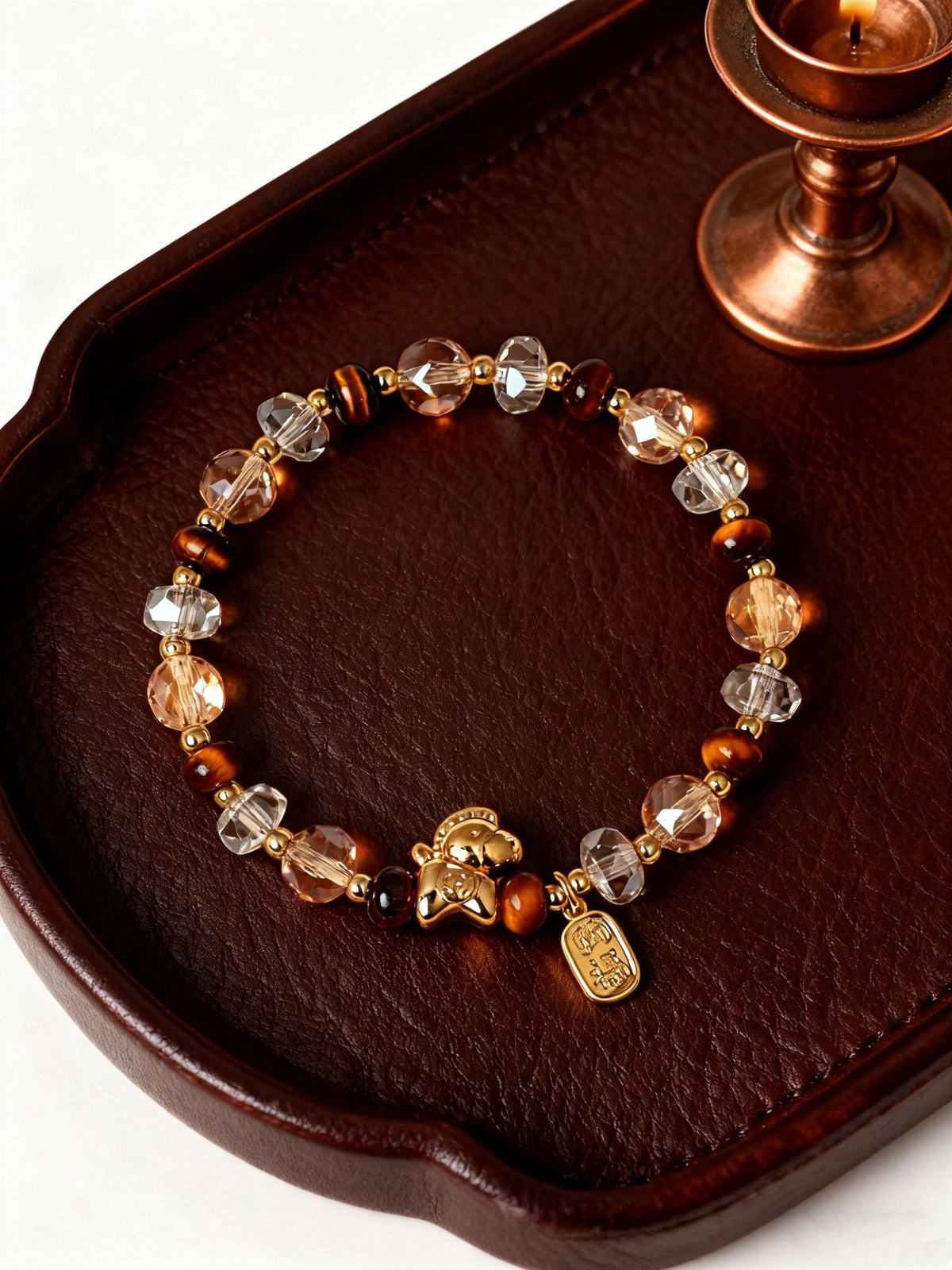 Tiger Eye & Pearl Horse-Year Bracelet