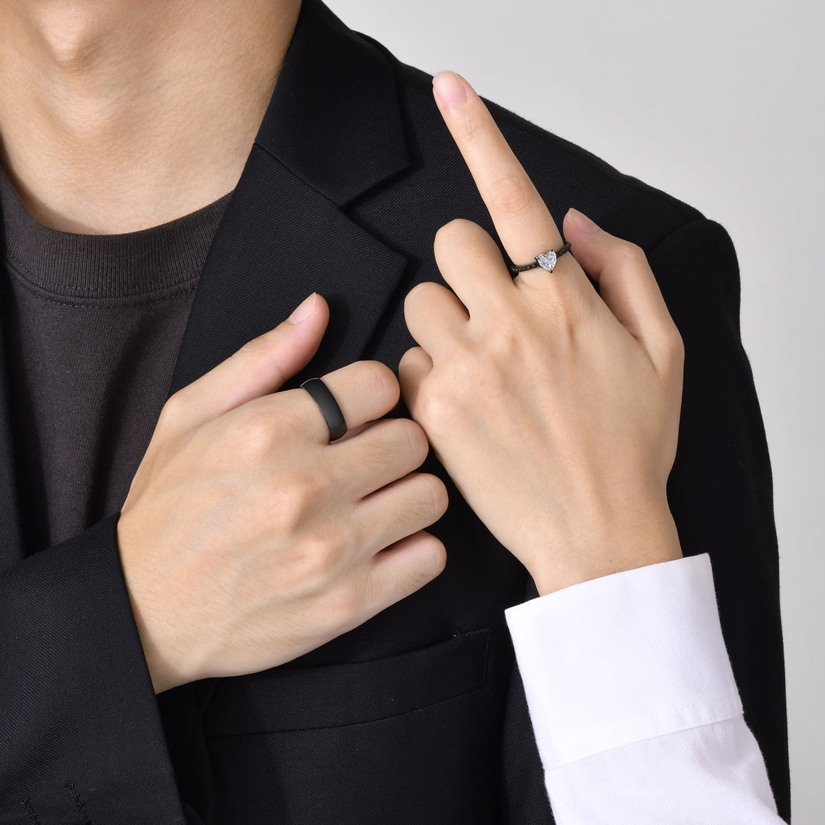 Couple Ring – Black Zircon Wedding Stainless Steel – Couple