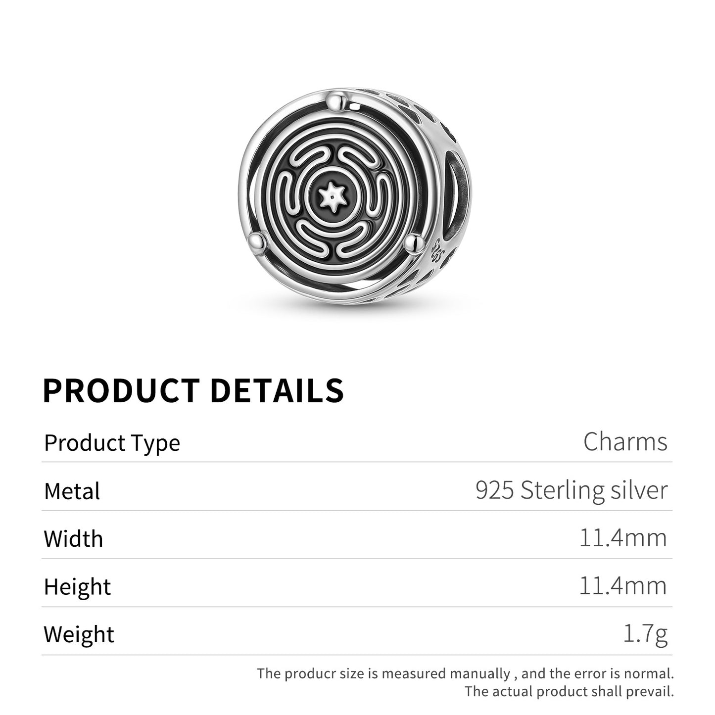 Planderful Jewelry Hecates Wheel Circle Of Life Beaded Sterling Silver Bracelet Pendant