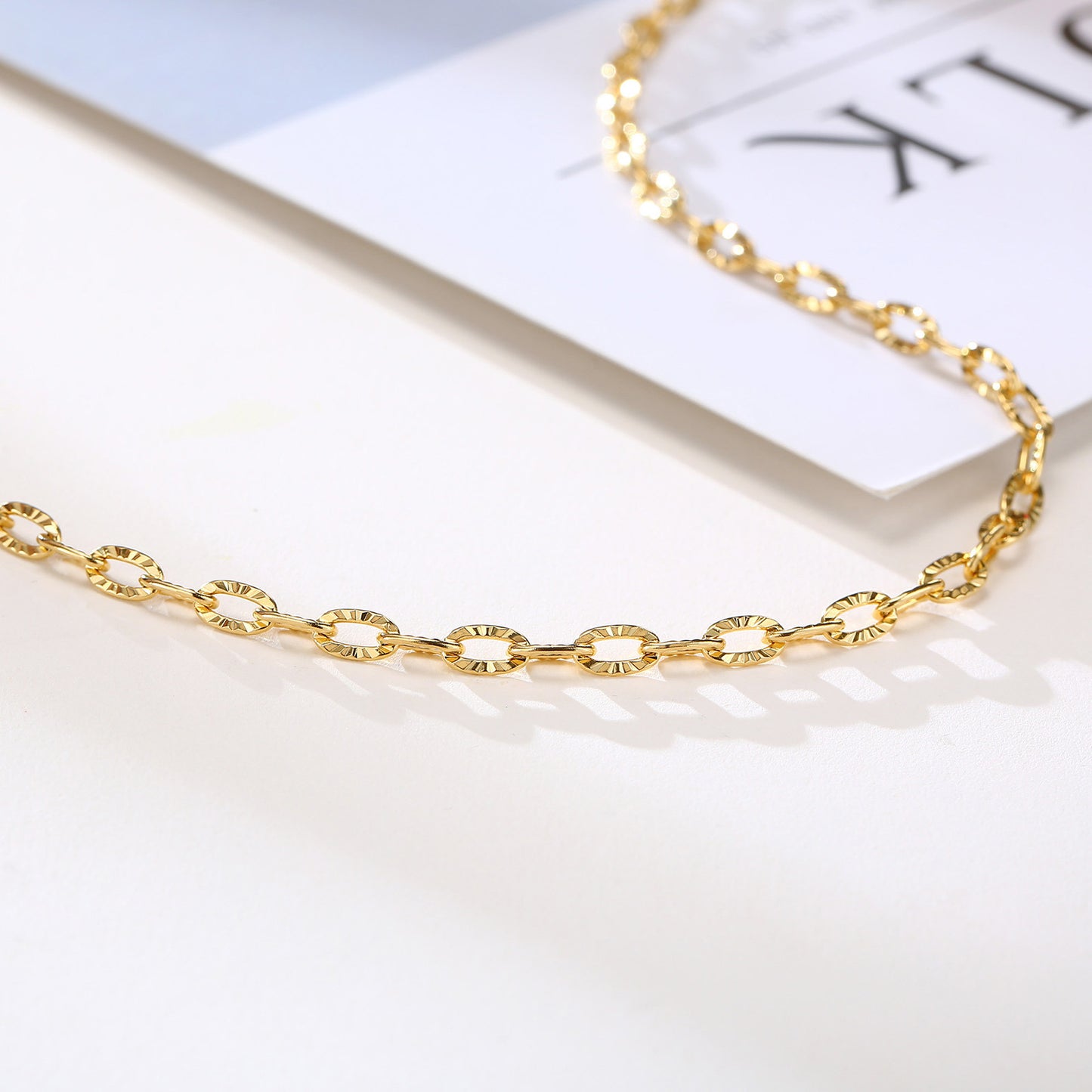 Stainless Steel Batch Flower O-Chain Necklace Gold Women's Stacked Wear