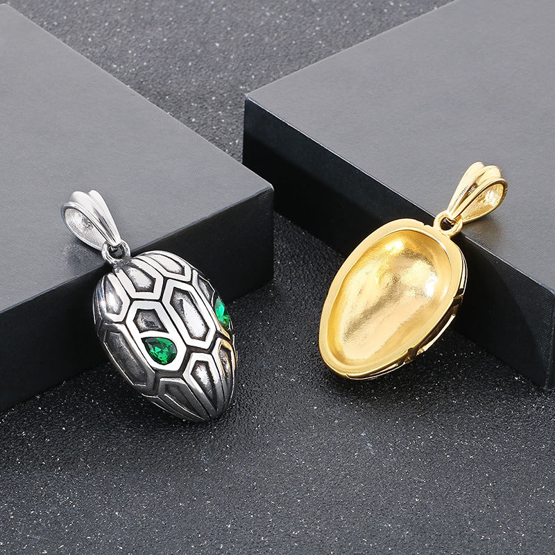 Planderful Zodiac Snake Pendant Vintage Stainless Steel Men