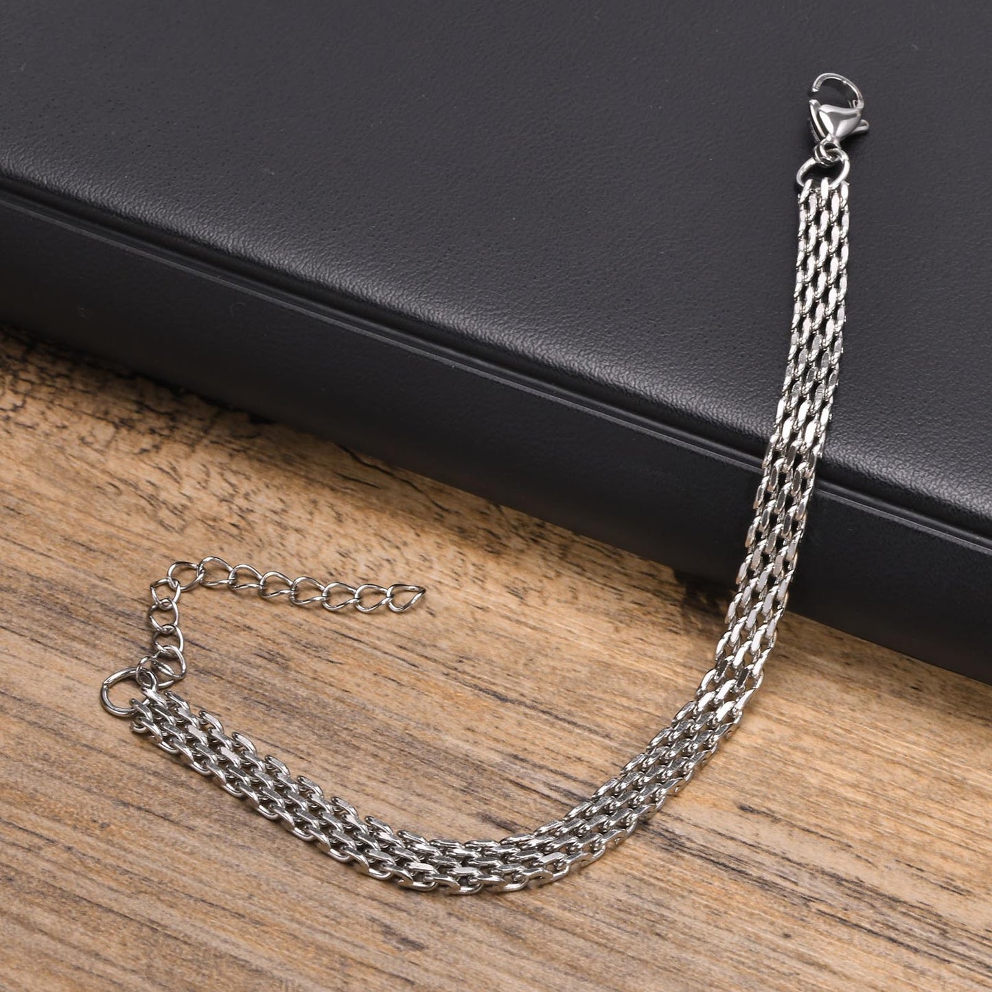 Men's Fashion Bracelet Titanium Steel Wide Bracelet Steel Color