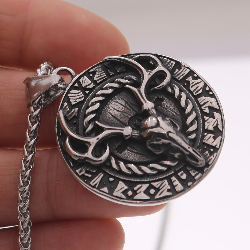 Viking Odin Mythology Deer Head Talisman Necklace - Norse Legacy Collection